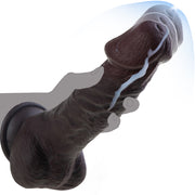 Hipgaga Dark Brown Realistic Liquid Silicone Dildo – Dual Density Male Sex Toy with Soft Skin Texture, Firm Core & Easy Cleaning