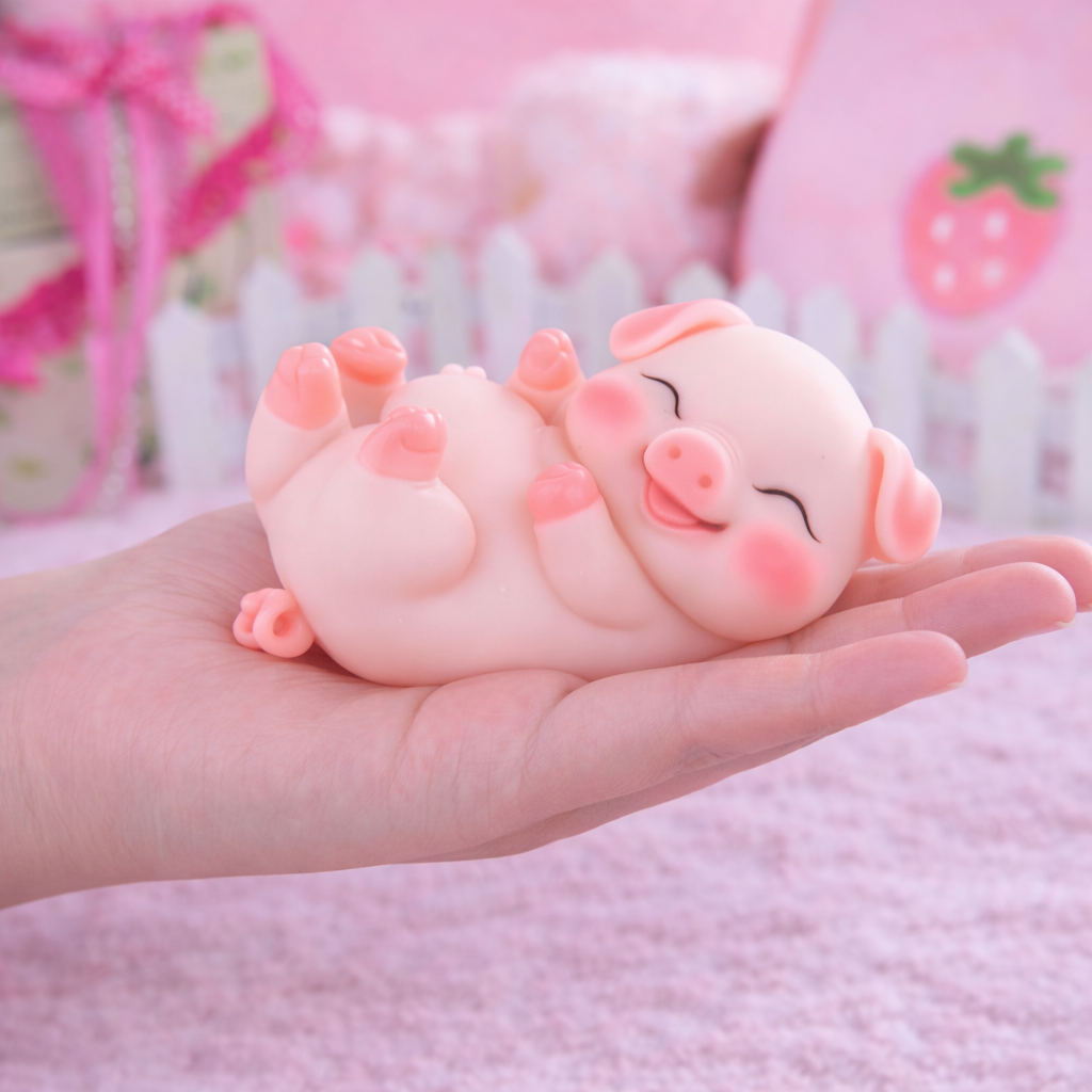 Hipgaga 1.5lb Mini Piggy Squeeze Toy - Premium Silicone Animal Design with White Skin Tone, No Hole Design, Cute Shape & Portable Lightweight Gift