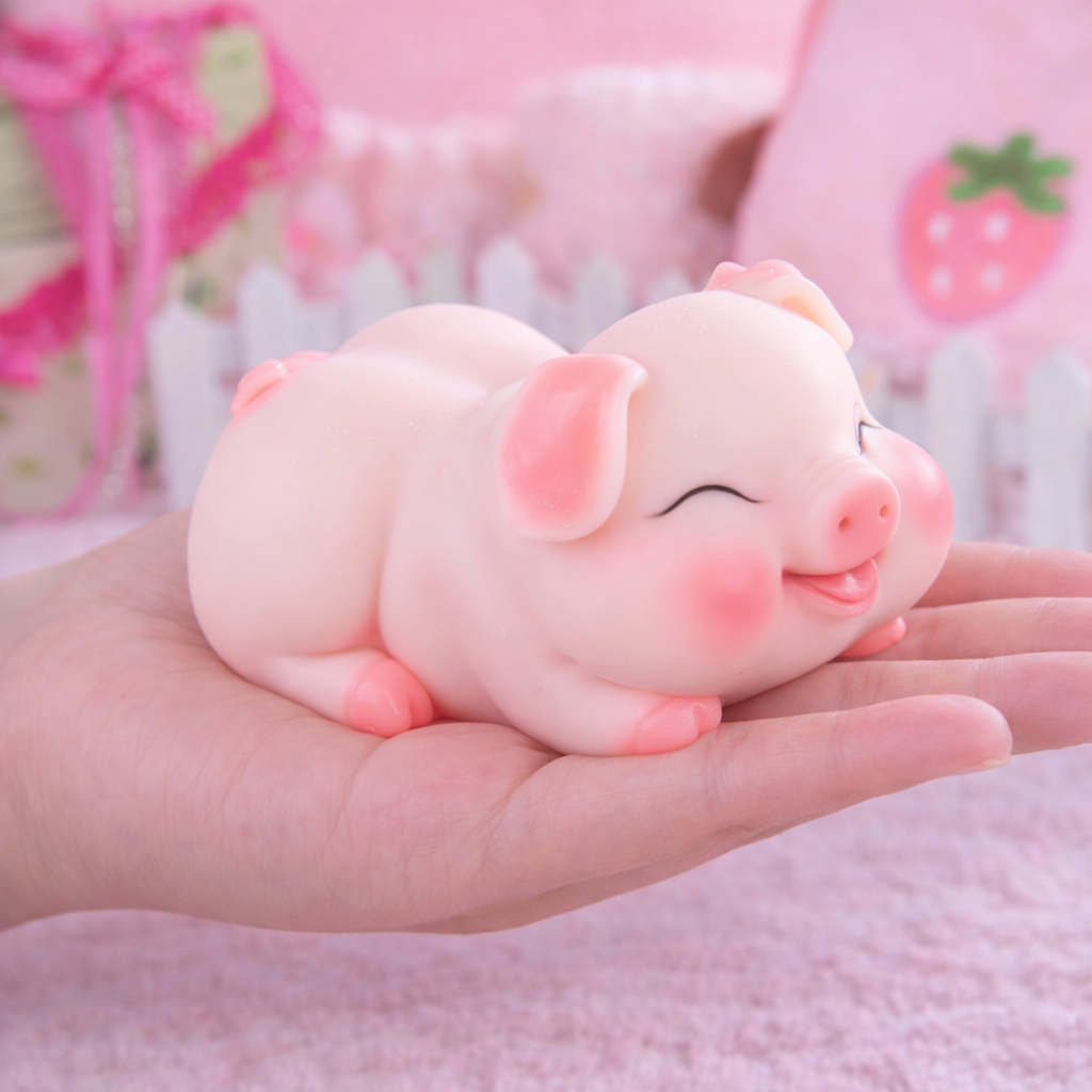 Hipgaga 1.5lb Mini Piggy Squeeze Toy - Premium Silicone Animal Design with White Skin Tone, No Hole Design, Cute Shape & Portable Lightweight Gift