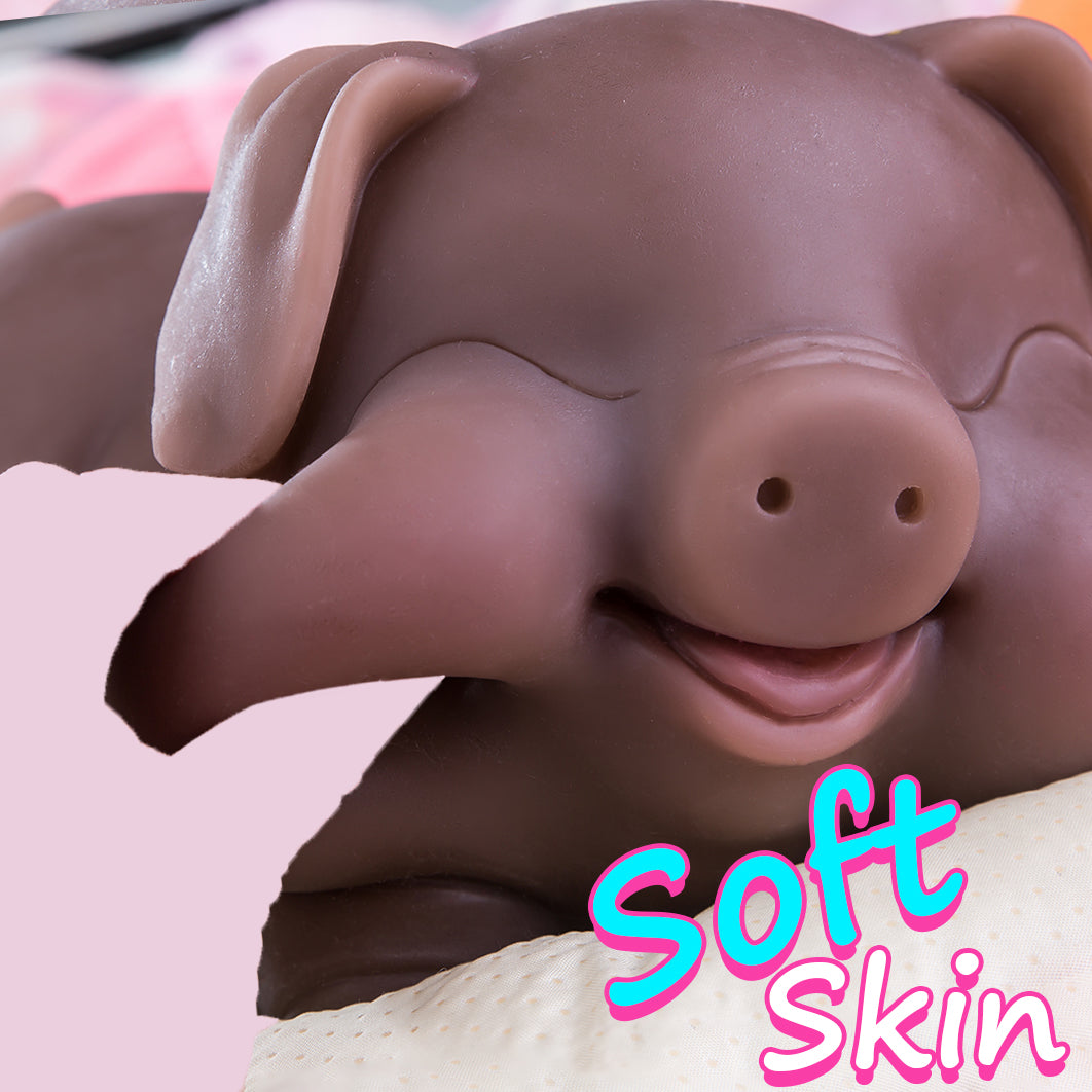 Hipgaga 5lb/2.3kg Realistic Pig Animal Doll - Full-Size TPE Design with Fair or Dark Brown Skin Tone, Tight Vaginal & Deep Anal Features, Cute Smile & Soft Touch