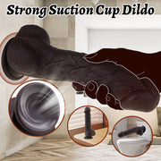 Hipgaga Dark Brown Realistic Liquid Silicone Dildo – Dual Density Male Sex Toy with Soft Skin Texture, Firm Core & Easy Cleaning
