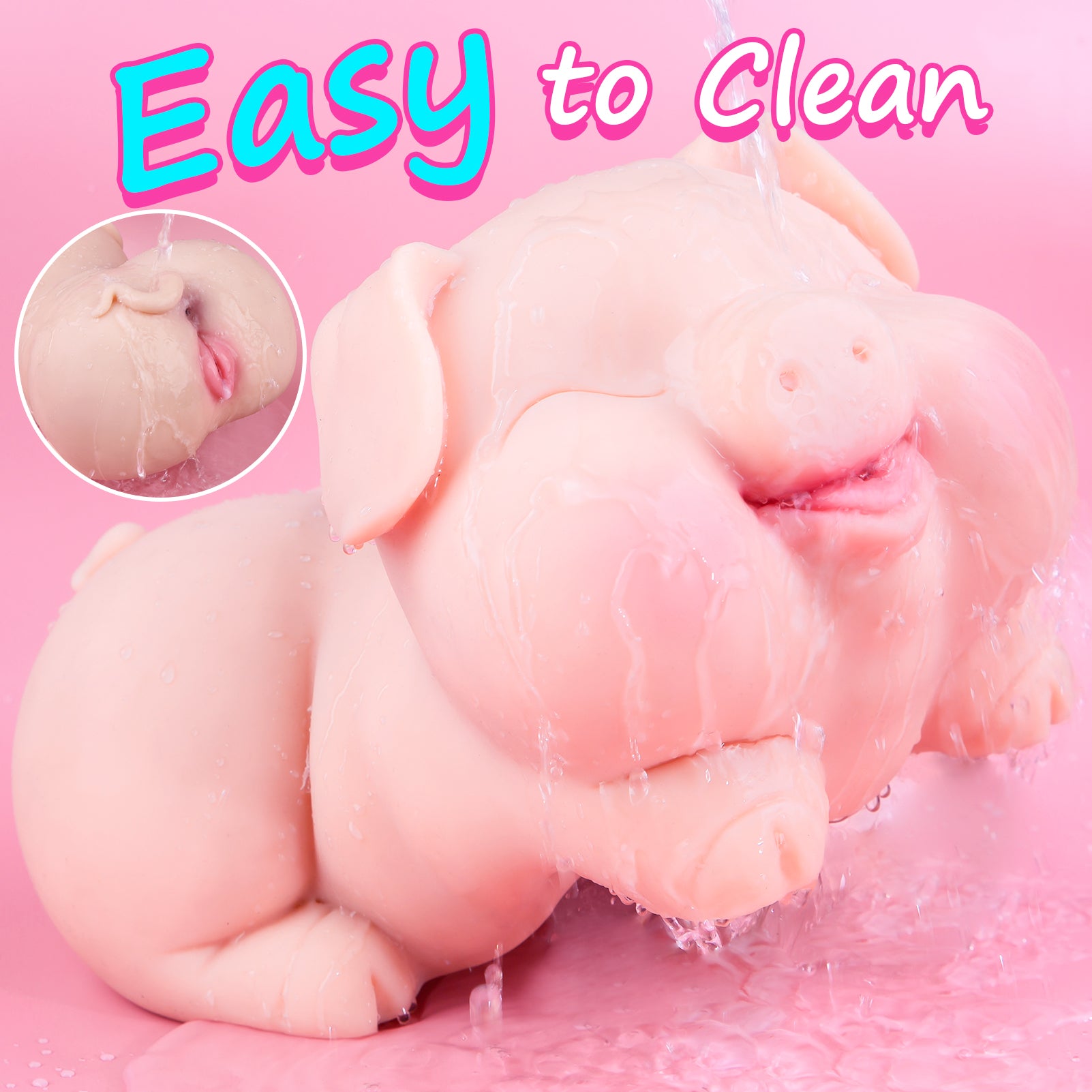 Hipgaga 5lb/2.3kg Realistic Pig Animal Doll - Full-Size TPE Design with Fair or Dark Brown Skin Tone, Tight Vaginal & Deep Anal Features, Cute Smile & Soft Touch