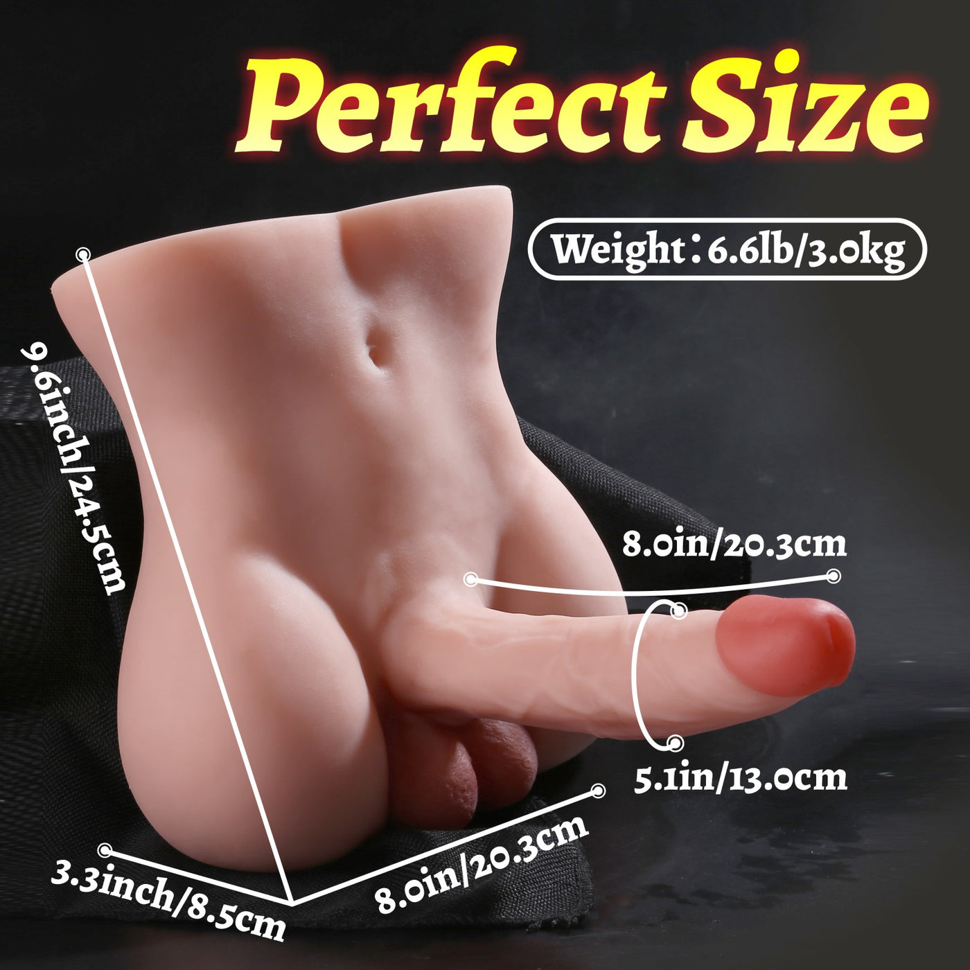Hipgaga 6.6lb/3kg Realistic Male Open Back Torso Sex Toy – Lifelike Male Doll with Soft Skin Texture & Realistic Body Design