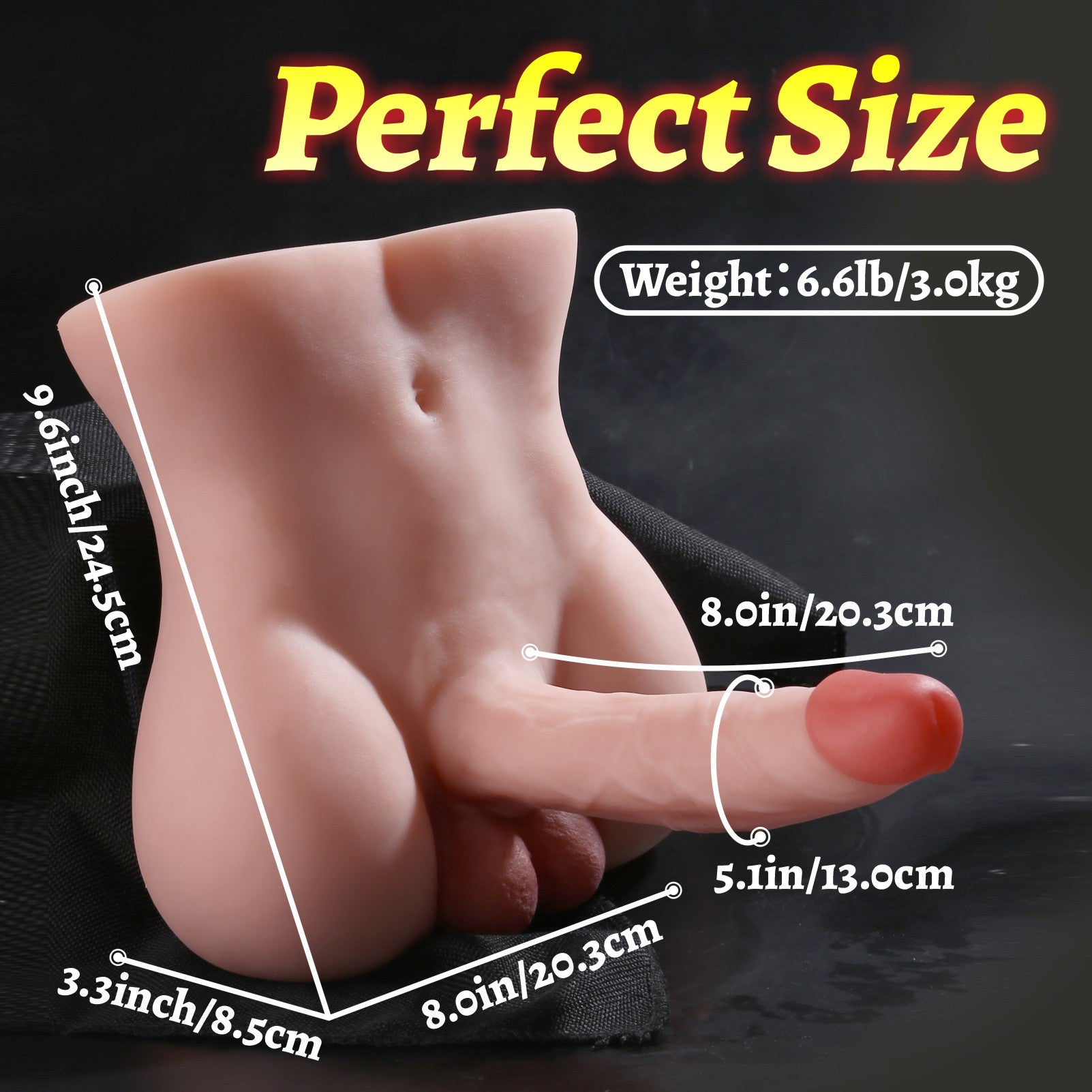Hipgaga 6.6lb/3kg Realistic Male Open Back Torso Sex Toy – Lifelike Male Doll with Soft Skin Texture & Realistic Body Design