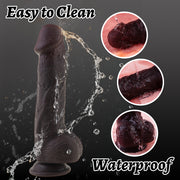 Hipgaga Dark Brown Realistic Liquid Silicone Dildo – Dual Density Male Sex Toy with Soft Skin Texture, Firm Core & Easy Cleaning