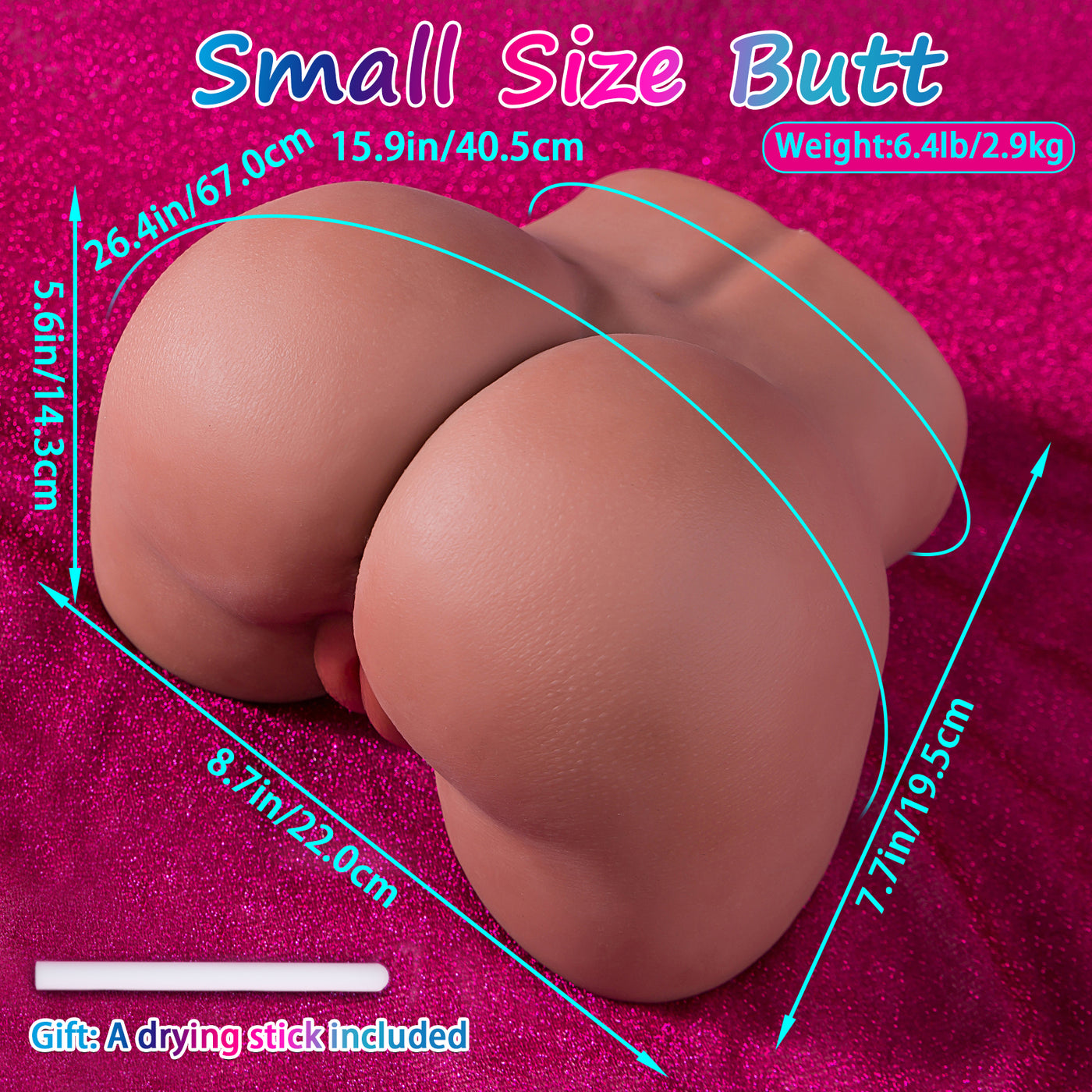 Hipgaga 6.6lb/2.9kg Realistic Female Butt Doll - Portable TPE Sex Toy for Men with Fair or Tan Skin Tone, Lifelike Curves & Soft Touch