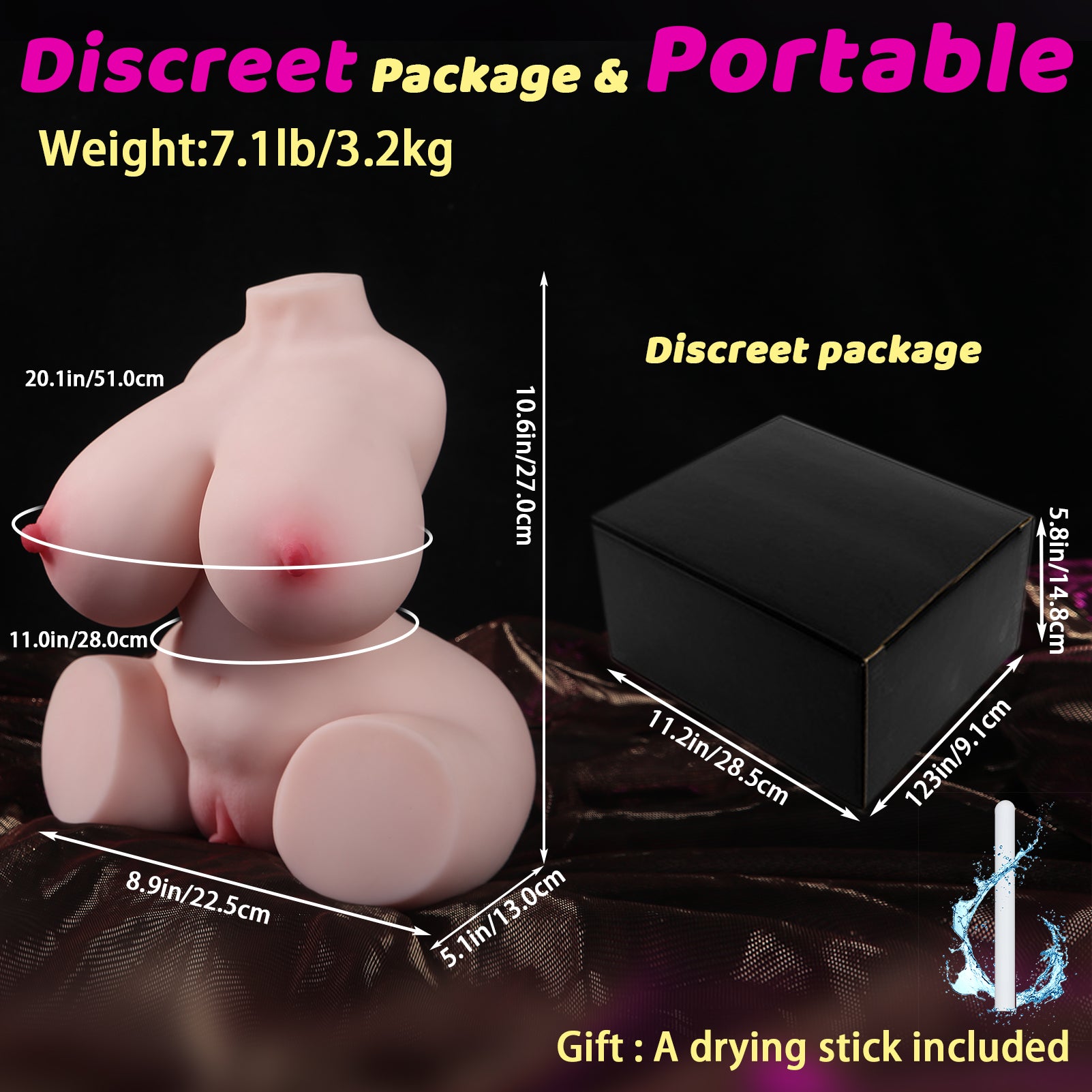 Hipgaga 7.1lb/3.2kg Half Body Female Torso Sex Doll – Realistic TPE Adult Toy with Sitting Legs Design, Soft Touch & Lifelike Curves