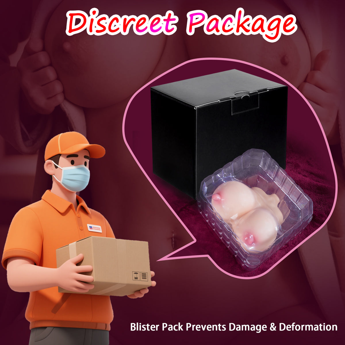 Discreet packaging for Hipgaga breast torso sex doll