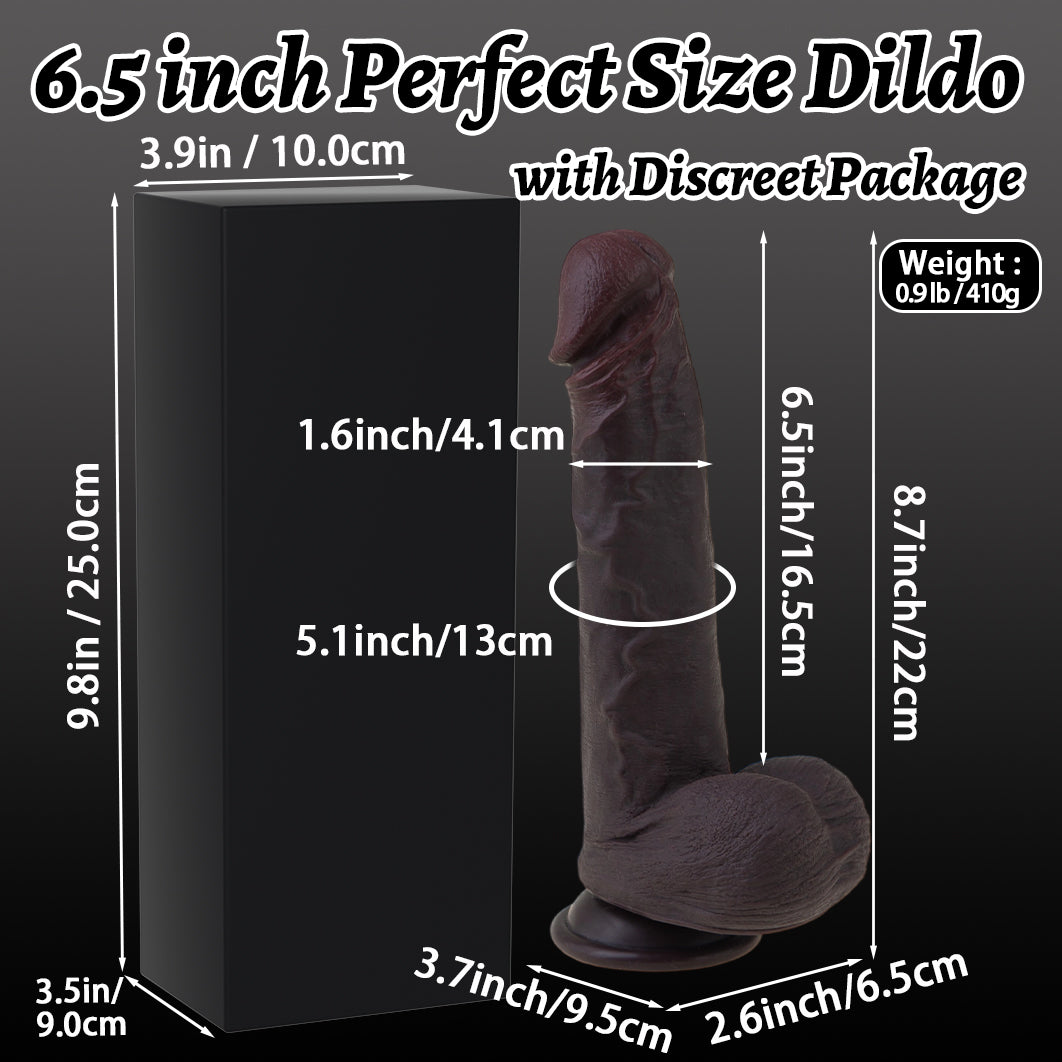 Hipgaga Dark Brown Realistic Liquid Silicone Dildo – Dual Density Male Sex Toy with Soft Skin Texture, Firm Core & Easy Cleaning