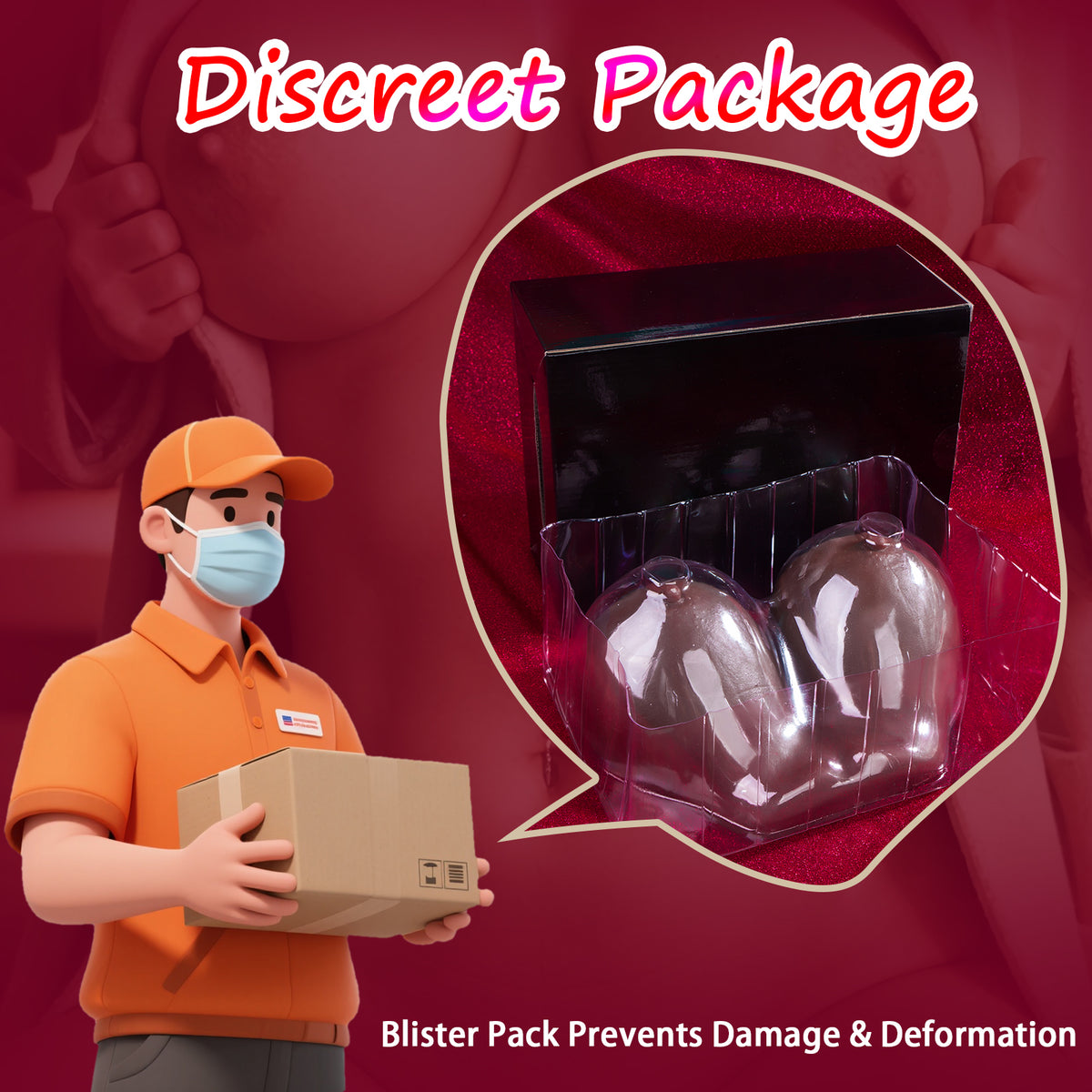 3.7lb Female Breast Doll Discreet Packaging Detail