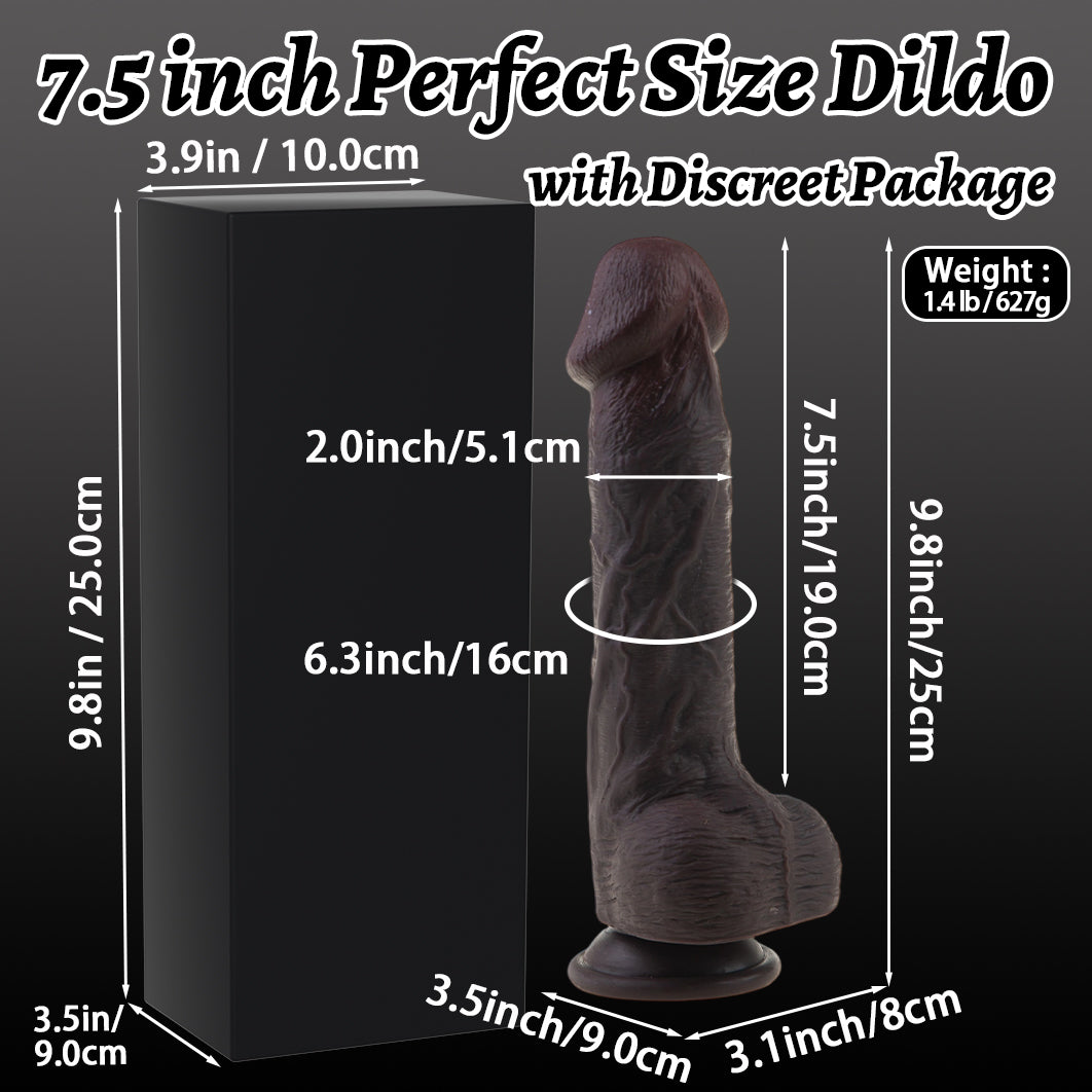 Hipgaga Dark Brown Realistic Liquid Silicone Dildo – Dual Density Male Sex Toy with Soft Skin Texture, Firm Core & Easy Cleaning
