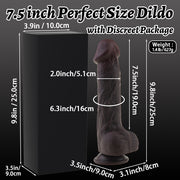 Hipgaga Dark Brown Realistic Liquid Silicone Dildo – Dual Density Male Sex Toy with Soft Skin Texture, Firm Core & Easy Cleaning